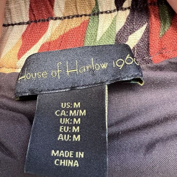 HOUSE of HARLOW 1960 Linen Blend Tropical Print Tiered Midi Skirt Sz M - Picture 9 of 12